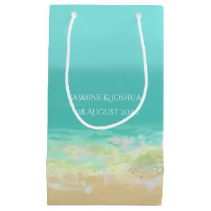 Aqua-blaues Wasser/bemalte Strandküste Kleine Geschenktüte