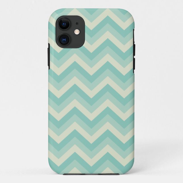 Aqua-blaues Zickzack-Muster Case-Mate iPhone Hülle (Rückseite)
