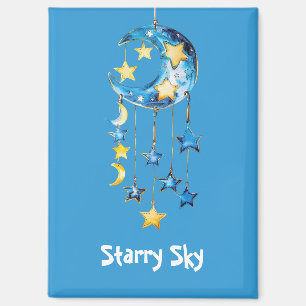 Aqua Blausternhimmel Gelbe Sterne Monde Magnet
