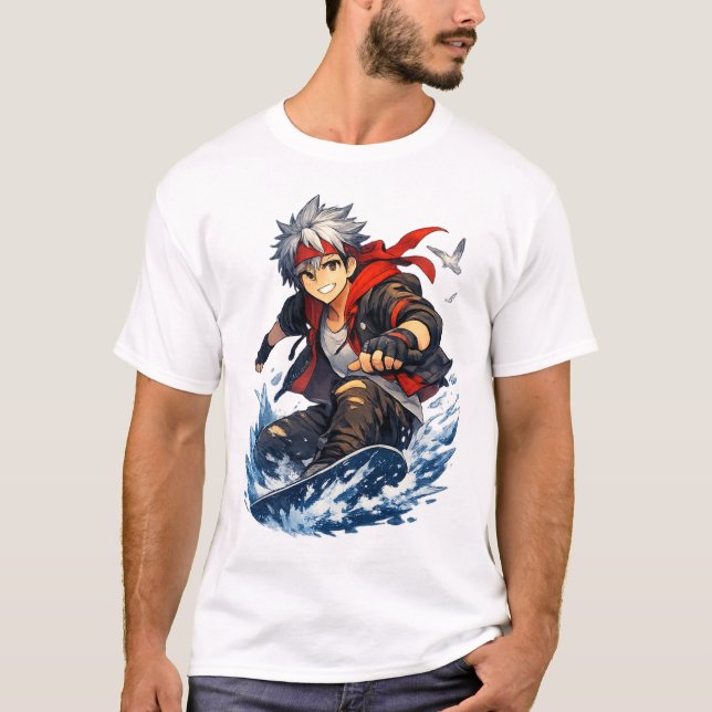 Aqua Blaze Surfer Held T-Shirt (Vorderseite)