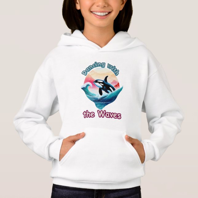 Aqua Bliss: Orca in Bewegung überwinden Hoodie (Vorderseite)