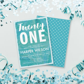 Aqua Blue 21. Geburtstag Einladung