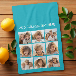 Aqua Blue 9 Foto-Collage - Modernes minimales Rast Handtuch