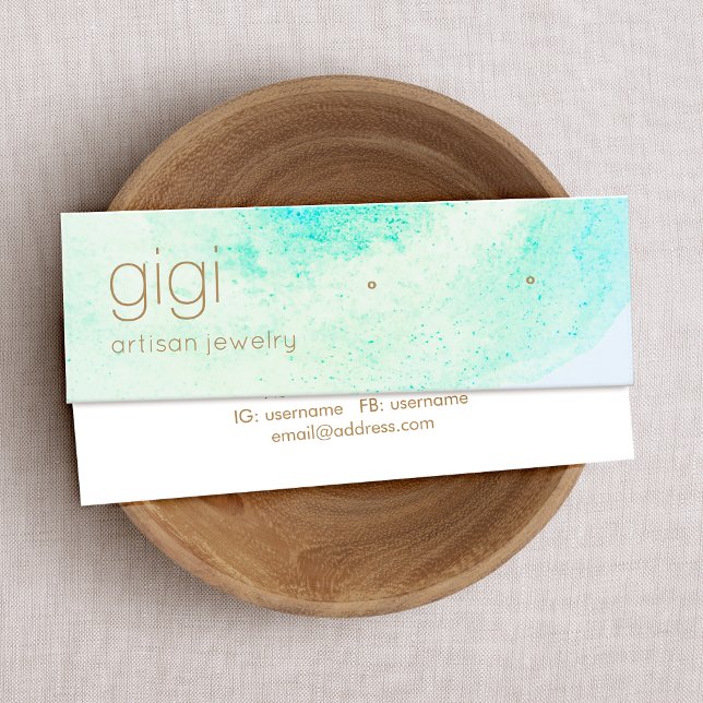 Aqua Blue Abstrakt Watercolor Studies Earring Mini Visitenkarte (Von Creator hochgeladen)
