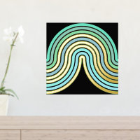 Aqua Blue Abstrakt Wave Lines Art Muster Gold