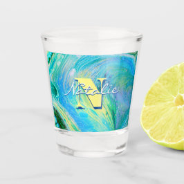 Aqua Blue Acrylic Flow Art Cooler Schnapsglas