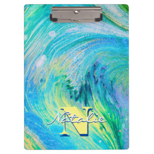 Aqua Blue Acrylic Flow Art Klemmbrett