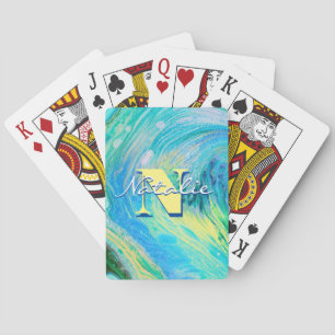 Aqua Blue Acrylic Flow Art Spielkarten