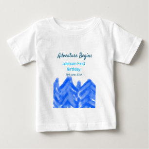 Aqua blue Adventure fängt 1. Geburtstagsberg an Baby T-shirt