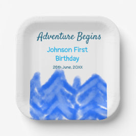 Aqua blue Adventure fängt 1. Geburtstagsberg an Pappteller