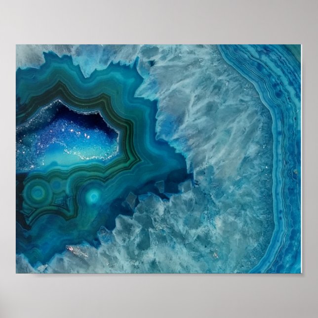 Aqua Blue Agate Crystal Geode Night Light Poster (Vorne)