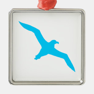 Aqua Blue Albatros Silbernes Ornament