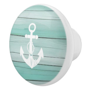 Aqua Blue Anchor Imitats Holzklammer Keramikknauf