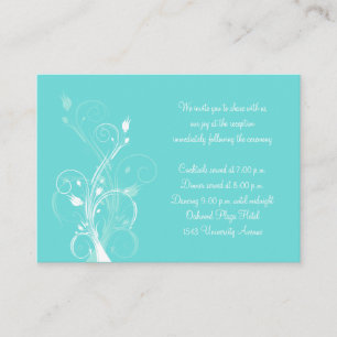 Aqua Blue and White Floral Enclosure Card Begleitkarte