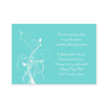 Aqua Blue and White Floral Enclosure Card