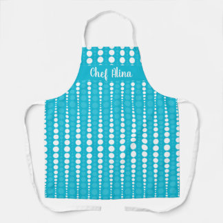 Aqua Blue and White Polka Dot Middium Apron Schürze