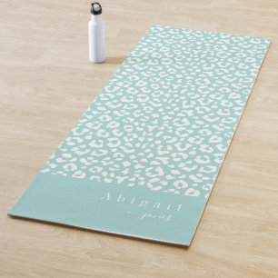Aqua Blue Animal Print Script Name Personalisiert Yogamatte