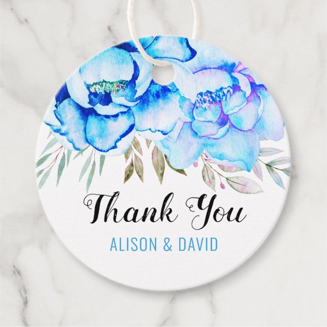 Aqua Blue Aqua Blume Blumen Hochzeit Geschenkanhänger (Vorderseite)