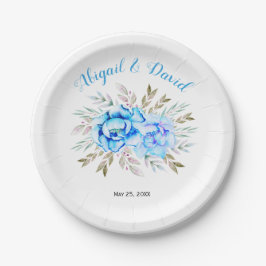 Aqua Blue Aqua Blume Blumen Hochzeit Pappteller
