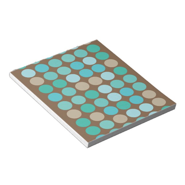 Aqua Blue Aquamarin & Braun Dots Modernes Muster Notizblock (angewinkelt)