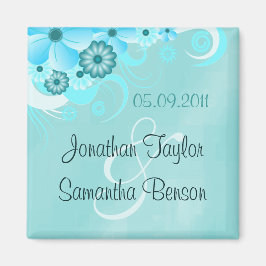 Aqua Blue Aquamarin florale Save the Date Kühlschr Magnet