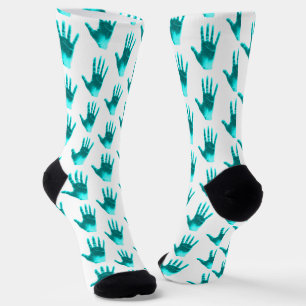 Aqua Blue Aquamarin Fun Handmuster Socken