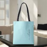 Aqua Blue Aquamarin Girly Script Monogram Modern<br><div class="desc">Aqua Blue Aquamarin Elegant Fügen Sie Ihren eigenen Namen Monogram Book Bag. Diese Büchertasche kann auf Ihren Vor- und Vornamen angepasst werden und als Geschenk für Weihnachten,  Geburtstag,  Brautparty oder Hochzeit.</div>