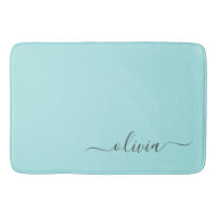 Aqua Blue Aquamarin Modern Script Monogram Name