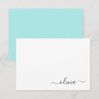 Aqua Blue Aquamarin Modern Script Monogram Name