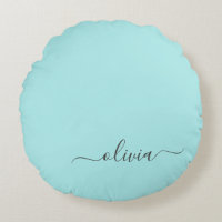 Aqua Blue Aquamarin Modern Script Monogram Name