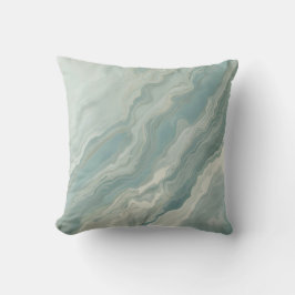 Aqua Blue Aquamarin Sage Green Abstrakt Print 16" Kissen