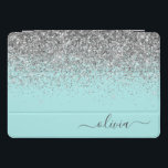 Aqua Blue Aquamarin Silver Glitzer Monogram iPad Pro Cover<br><div class="desc">Aqua Blue - Aquamariner und Silver Sparkle Glitzer Script Monogram Name Laptop Case. Das macht den perfekten 16 Geburtstag,  Hochzeit,  Brautparty,  Jubiläum,  Babydusche oder Junggeselinnen-Abschied Geschenk für jemanden,  der Lieben glamourösen Luxus und schicke Stile.</div>