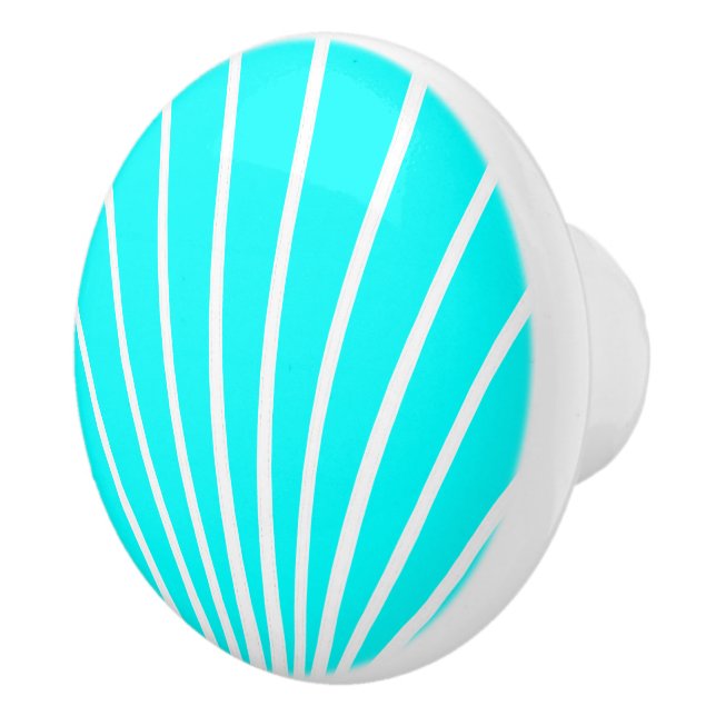 Aqua Blue Art Deco Design Keramikknauf (Rechts)