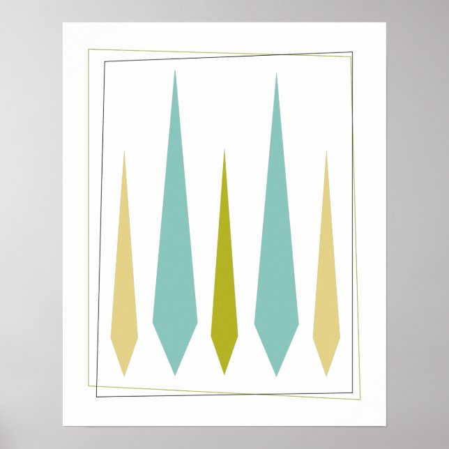 Aqua Blue Avocado Green Yellow Funky Diamonds Poster (Vorne)