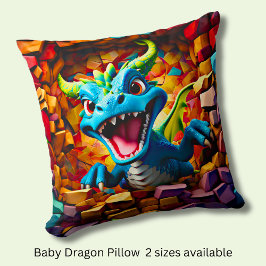 Aqua Blue Baby Dragon durchbrechen Kissen
