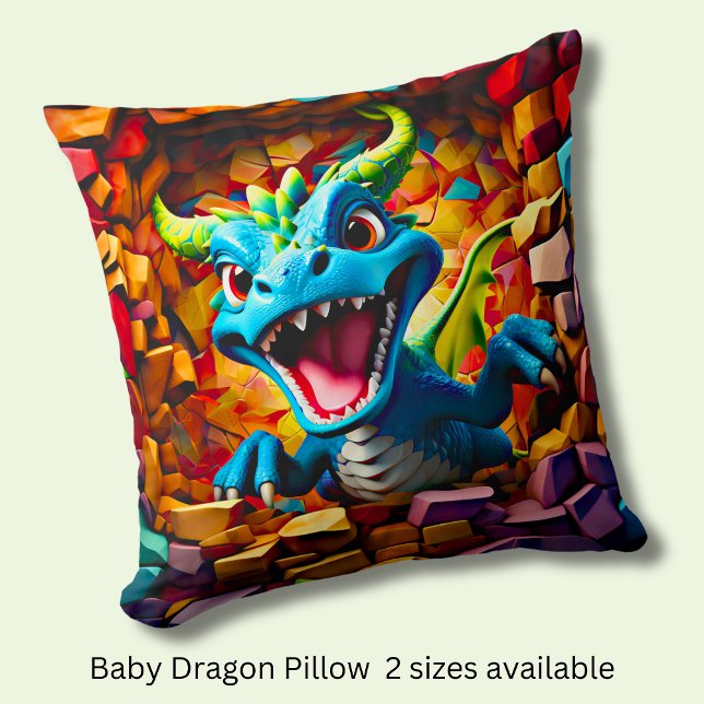 Aqua Blue Baby Dragon durchbrechen Kissen (Von Creator hochgeladen)