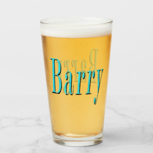 Aqua Blue Barry Name Logo, Glas
