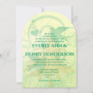 Aqua Blue Birds & Pine Trees Hochzeiten Einladung