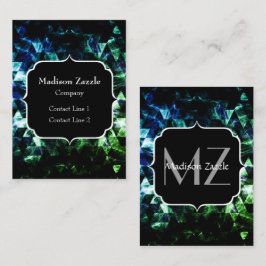 Aqua blue Black Geometric Smoky Abstract Monogram Visitenkarte