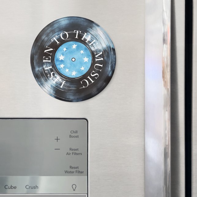 Aqua Blue Black Schallplattenmusik Magnet (In Situ (Kühlschrank))