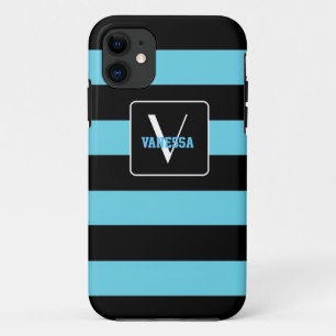 Aqua Blue & Black Streifen - Persönlich gestalten Case-Mate iPhone Hülle