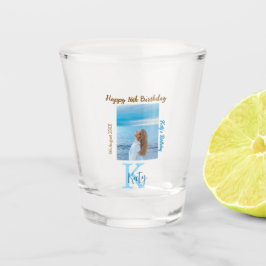 Aqua Blue Brawn glücklich 16. Geburtstag Foto Name Schnapsglas