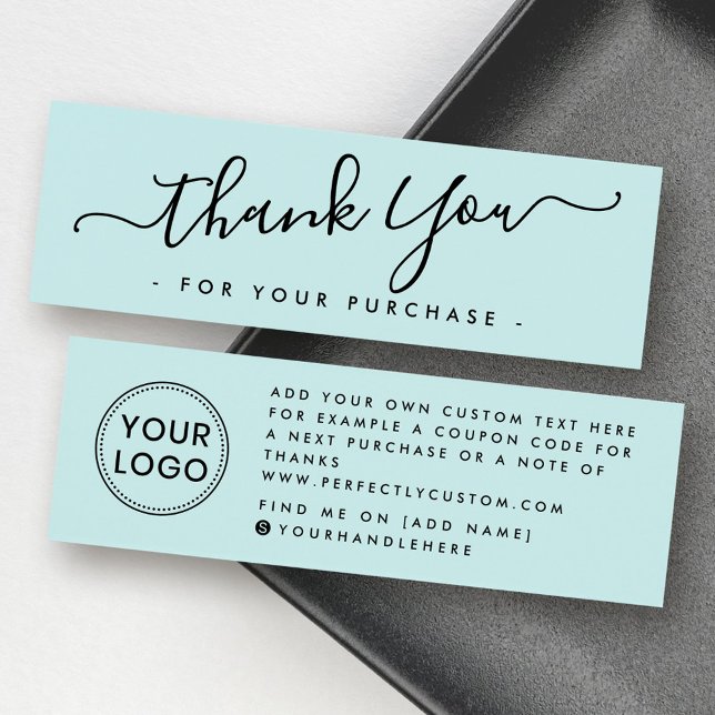 Aqua Blue Business Logo danke Einlegen Karte (Aqua blue business logo thank you insert card)