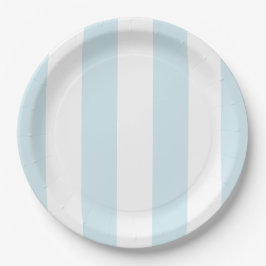 Aqua Blue Cabana Stripes Birthday Pappteller