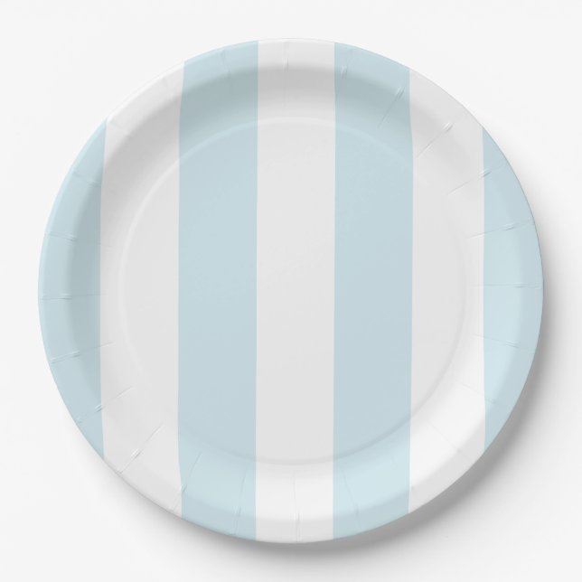 Aqua Blue Cabana Stripes Birthday Pappteller (Vorderseite)