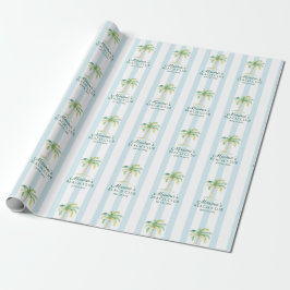 Aqua Blue Cabana Stripes Palm Beach Club Geschenkpapier