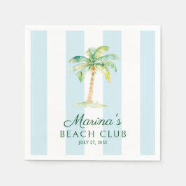 Aqua Blue Cabana Stripes Palm Beach Club Serviette
