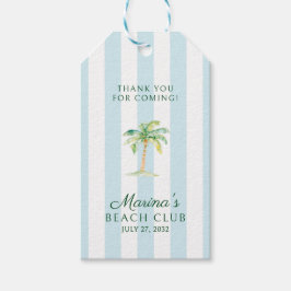 Aqua Blue Cabana Stripes Palm Beach Club Vielen Da Geschenkanhänger