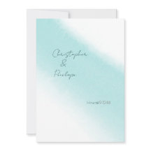 Aqua Blue Calligraphy Wassercolor Save the Date