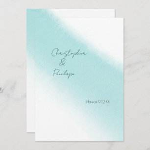 Aqua Blue Calligraphy Wassercolor Save the Date Einladung